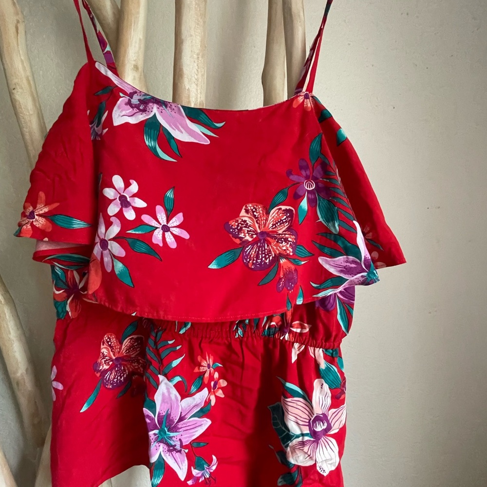 Old Navy Red Floral Tank Top